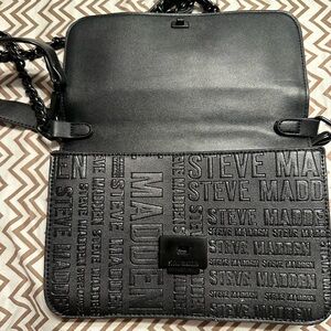 Steve Madden Embossed Black Messenger Bag